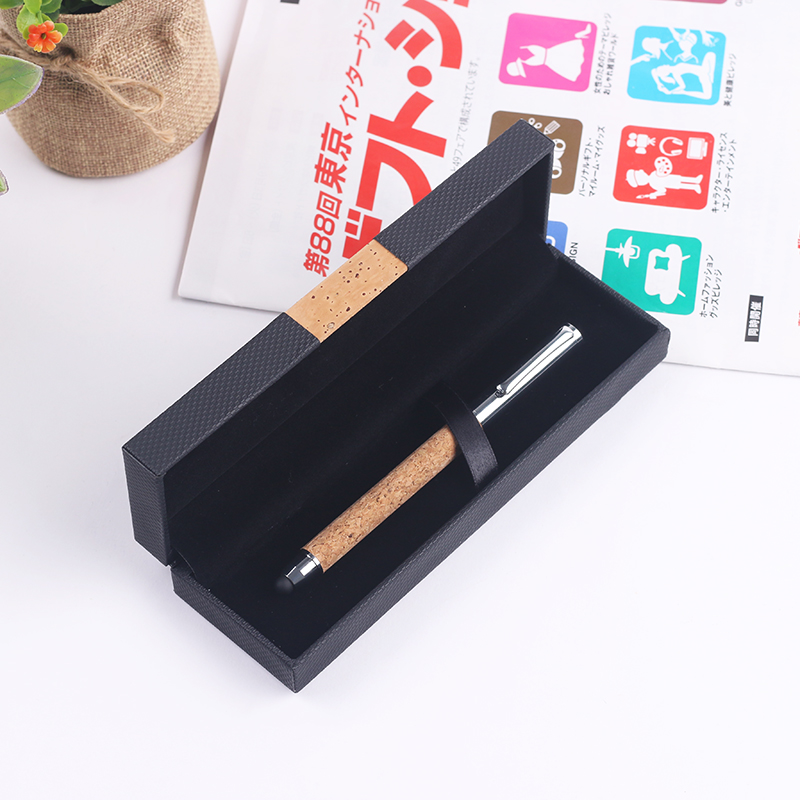 High-end Eco Friendly gift box set Signature pen Aluminum handle cork Ball Point Pen set