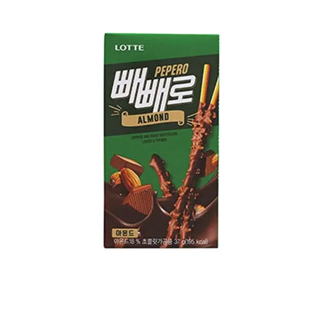 Korea Lotte Pepero Almond 37g 1 Bar Snack Office sweet,cracker,cookie,confectionery
