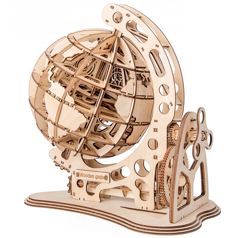 Деревянная Механическая Трансмиссия Глобус DIY игрушки 3D Деревянный Строительный пазл для детей