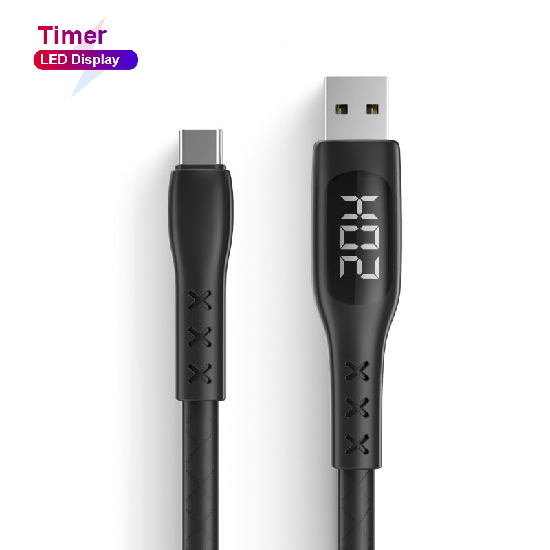 USB кабель для зарядного устройства для Type-C/Micro/IOS с таймером дисплей синхронизации данных синхронизации Быстрая зарядка для iPhone, Samsung, Xiaomi, Huawei