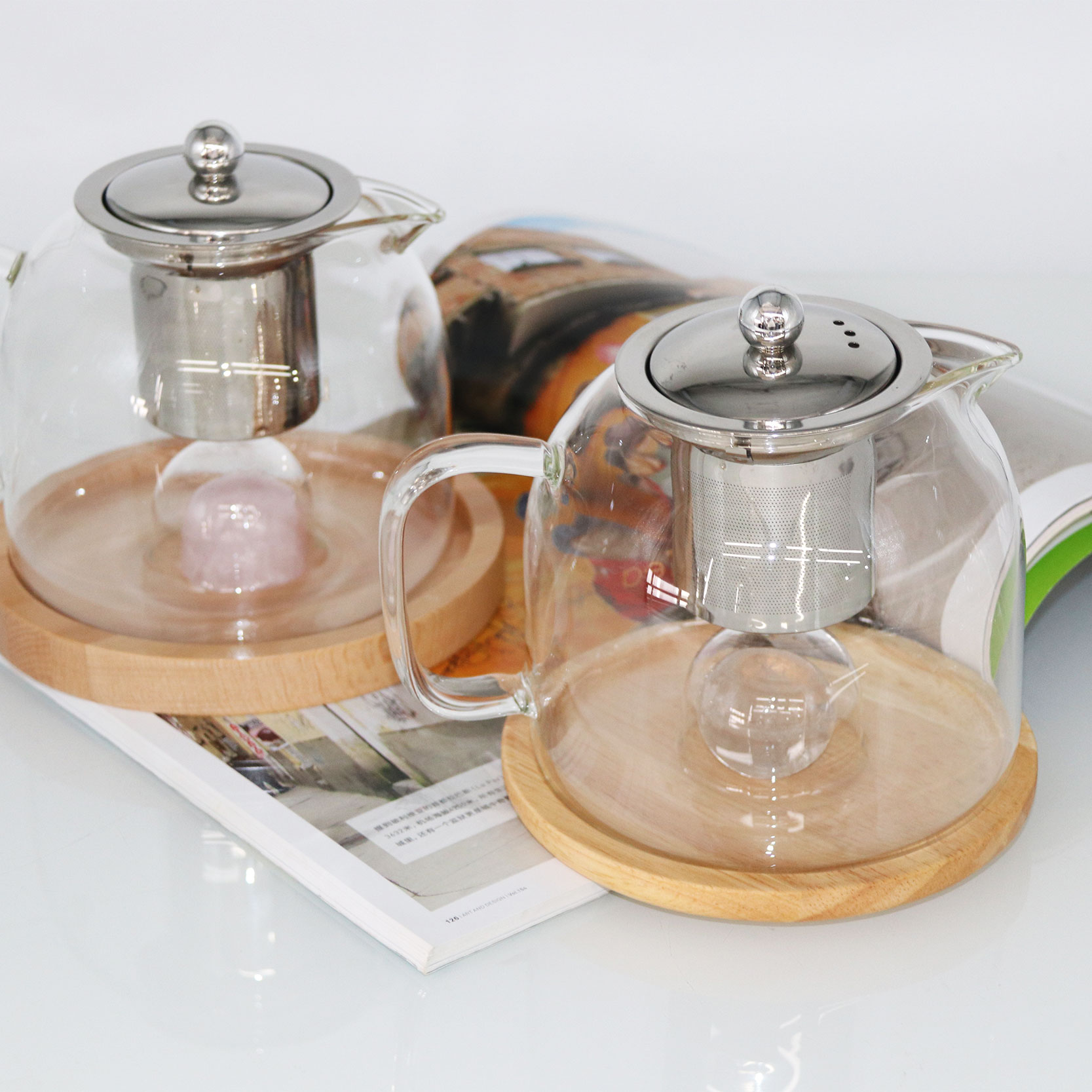 Christmas Gift Natural Rose Amethyst Quartz Infused Glass Teapot New Trending 304ss Reusable Crystal Tea Pot