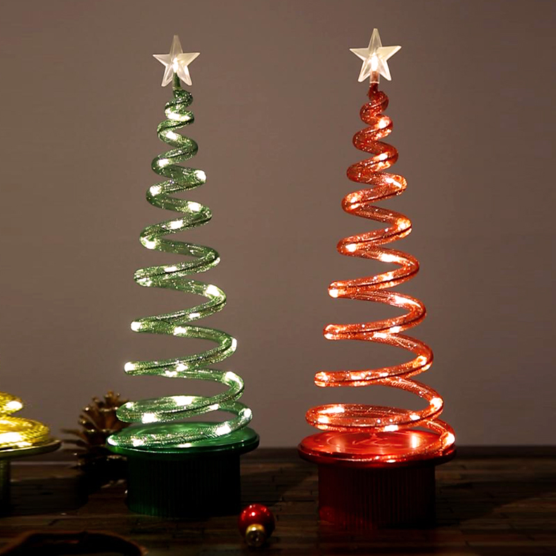 arbol de navidad espiral de Led Warm Metal Spiral Lighted Rotating table top Christmas Tree