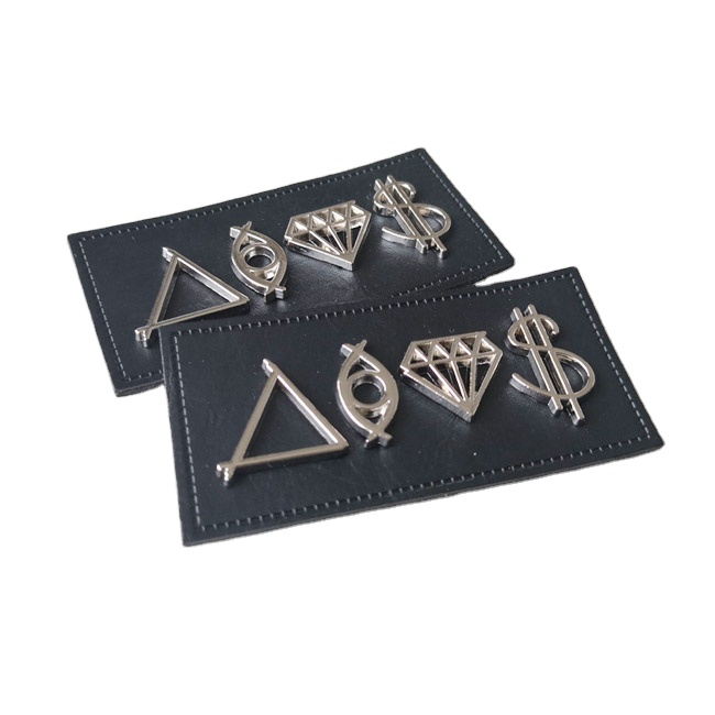 Custom LOGO jeans hat PU label tag embossed stamp printing jeans real leather label patch with metal for clothing