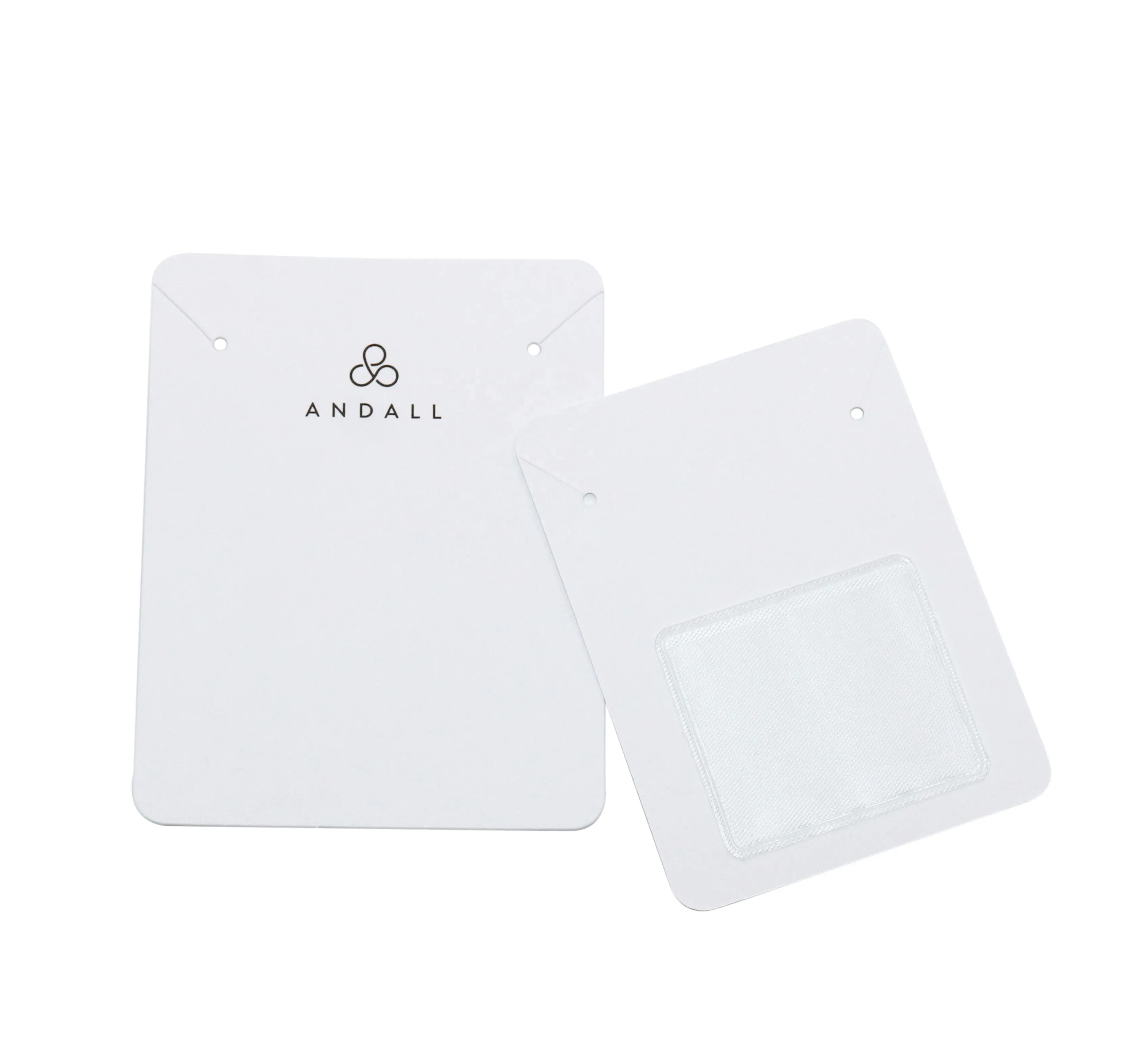 Custom printed Logo recycled White packaging holder Jewelry Display Card with pouch Necklace Packaging Card