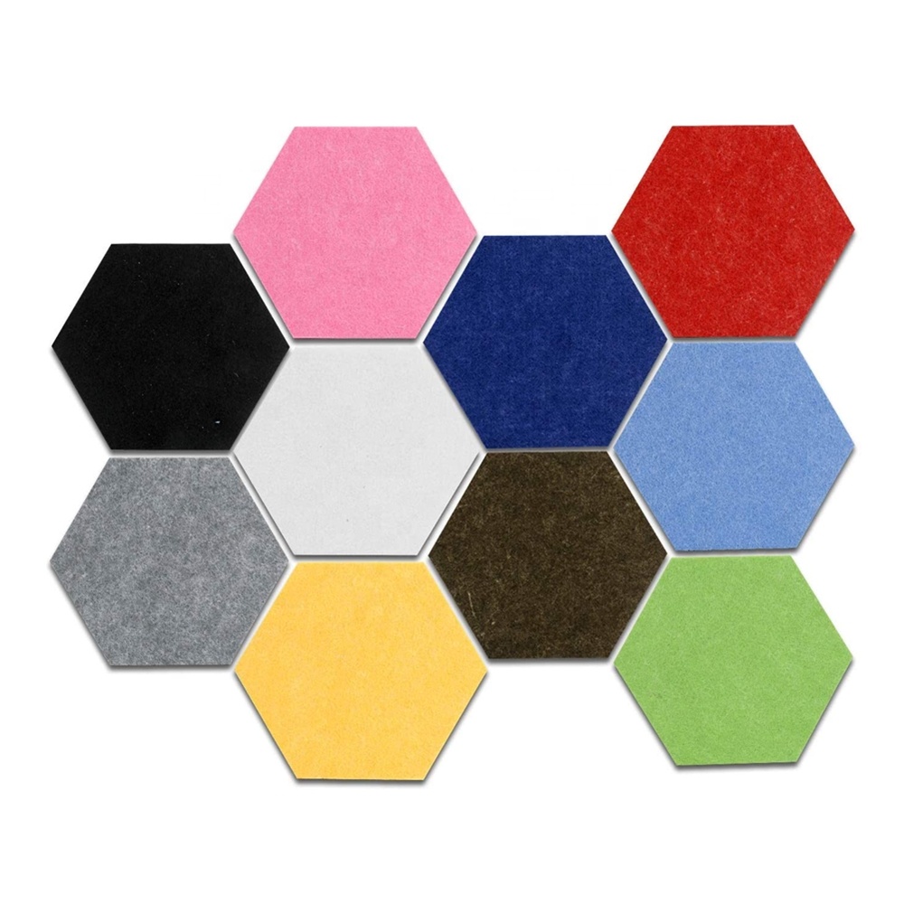 10Pcs Felt Hexagon Pin Boards with 50 Pcs Push Pins for Home Office Classroom Wall Decoration