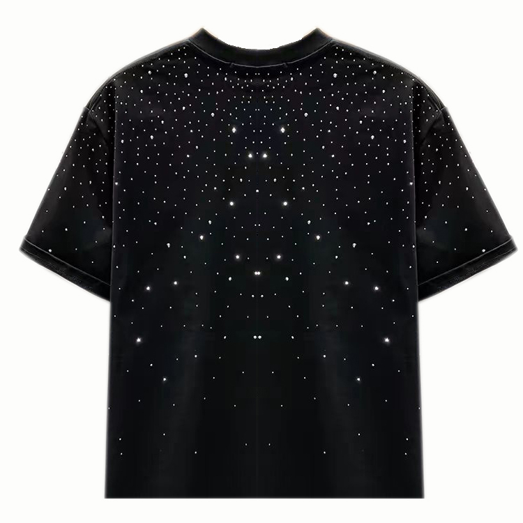 y2k Custom 160 Gsm Unisex T-shirt Mens Rhinestone Tee Shirt Men drop shoulder t-shirts Heavyweight Blank Oversized T Shirt