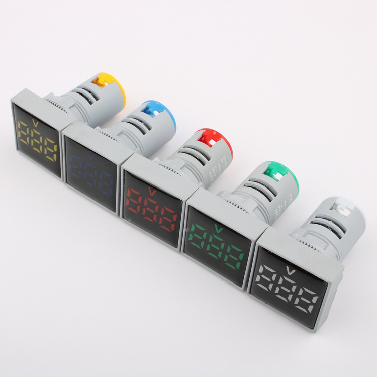 AC Digital Voltmeter 22mm 20-500V Volt Meter mini LED Indicator Panel Light Red Green Yellow