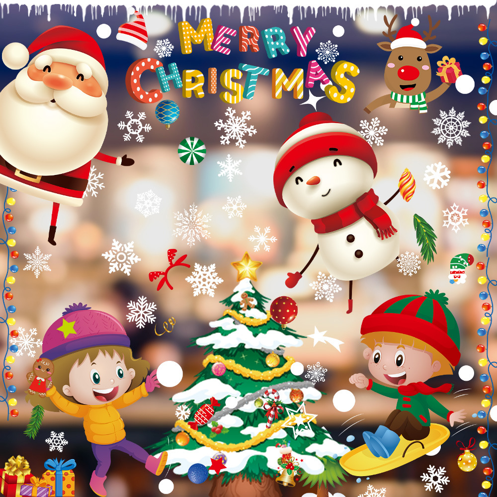 HB-300 Christmas Window Clings 8pcs/pack Christmas Window Stickers for Glass Window