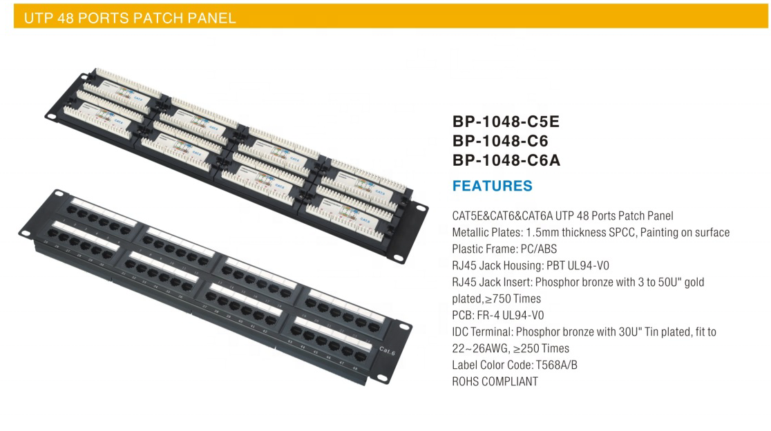FTP 24 портовая коммутационная панель BP-2324-C5E дешевой цене со светодиодной CAT6A