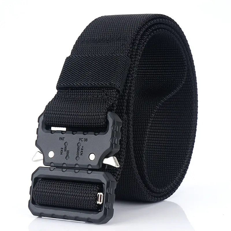 elapid Fashion Nylon Fabric Webbing Canvas Men Tactical Belt With Quick Release Metal Buckle