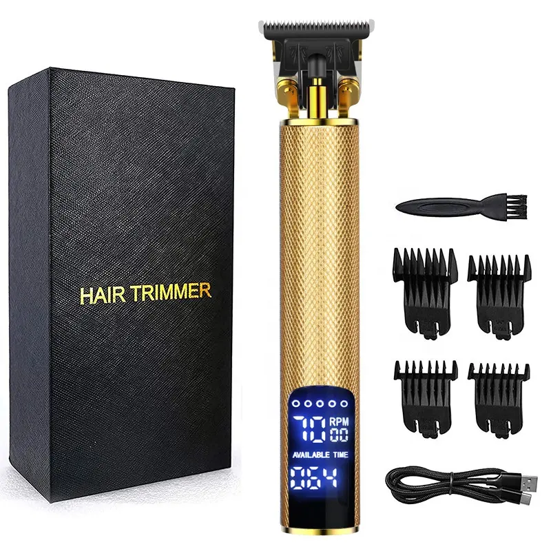 New LCD Professional Digital Hair Trimmer Rechargeable Electric Hair Clipper Men's Cordless Haircut Machine Ceramic Blade