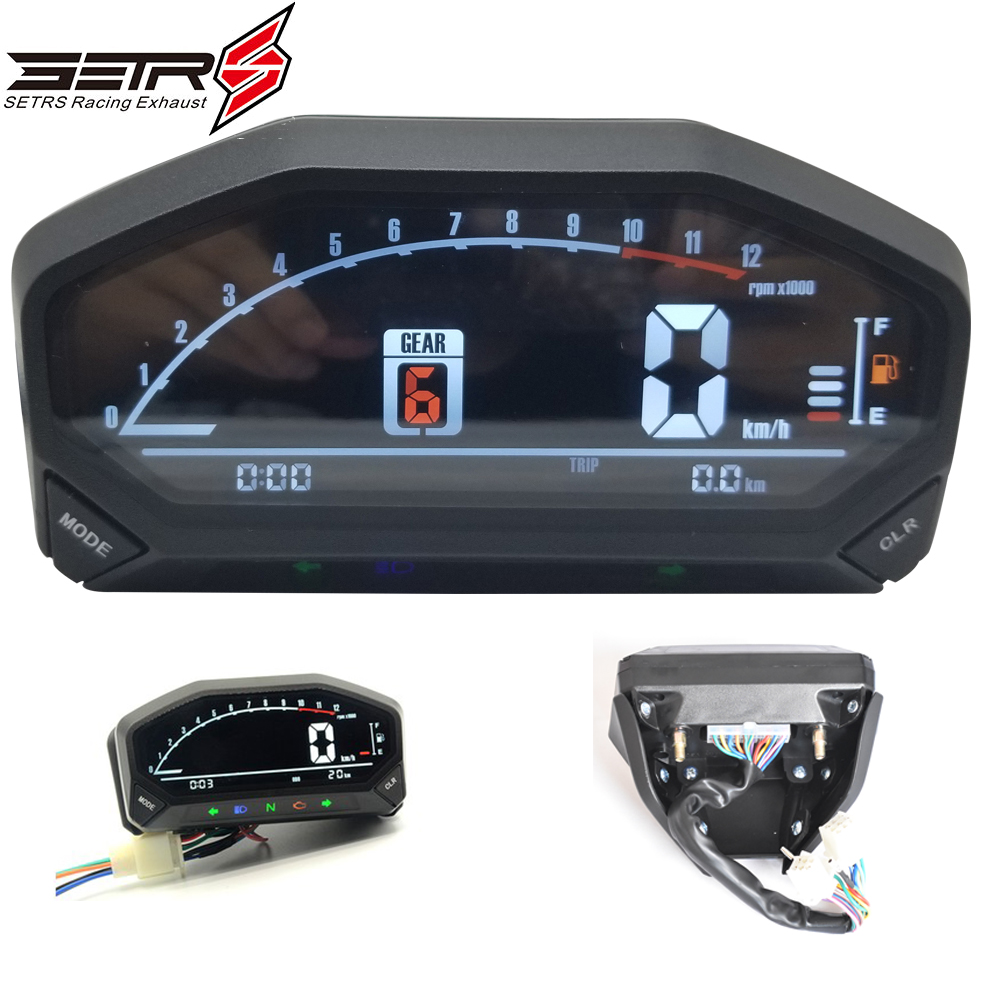 Новый стиль универсальный мотоцикл LED LCD цифровой спидометр Подсветка Водонепроницаемый одометр спидометр тахометр для 1,2,4 баллонов YG150-23