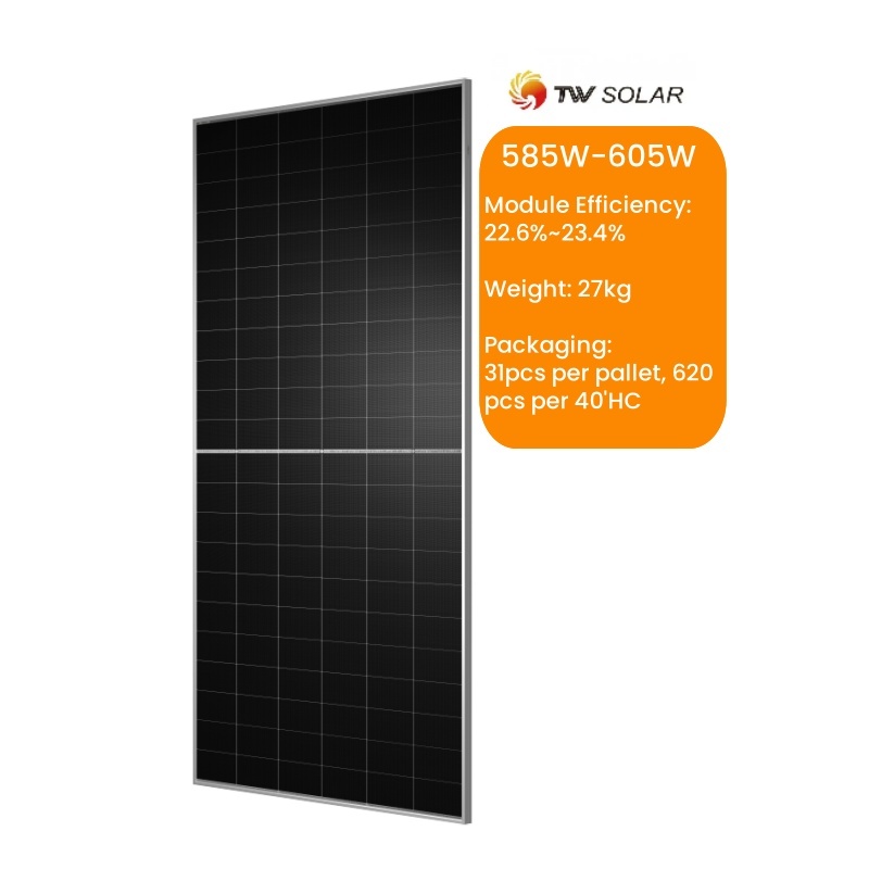 Wholesale N Type Half Cell Solar PV Modules 585-605Watt Monofacial High Efficiency Solar Panels for Home Commercial