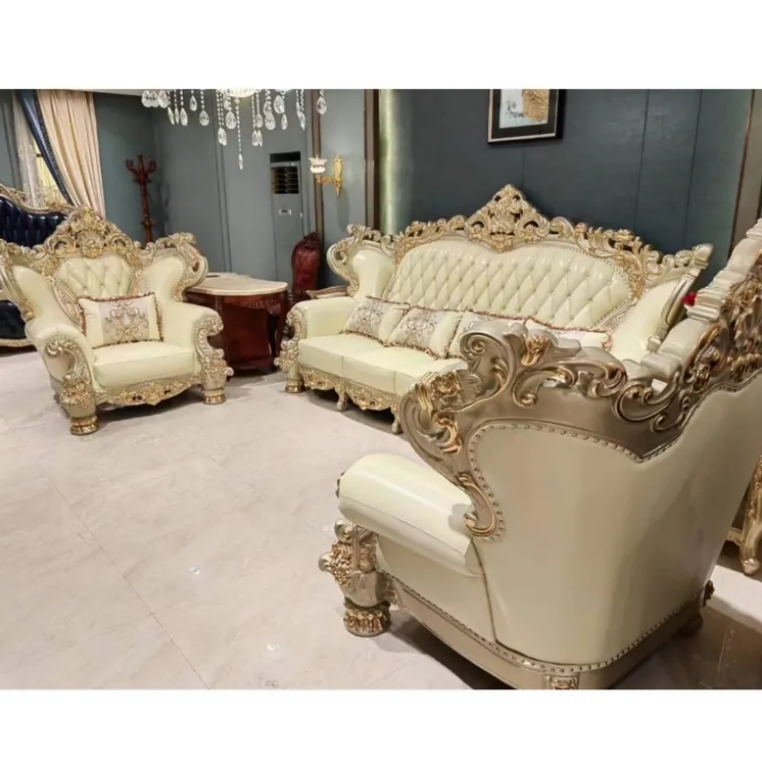 in stock New Design Antique Sofa European Style Classic Genuine Leather Sofa Sets