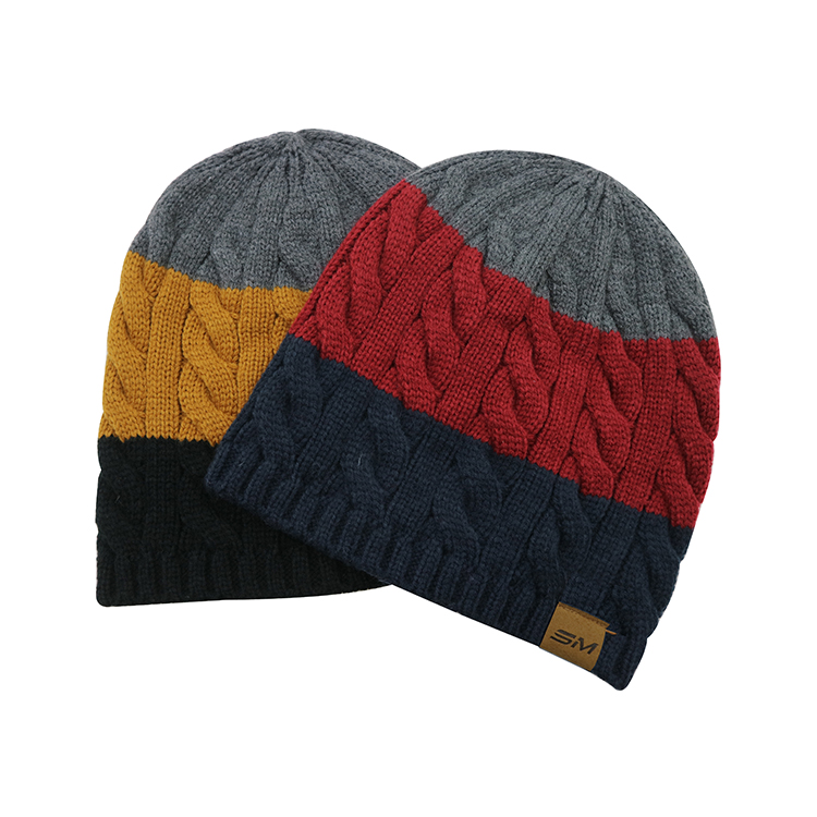 Winter Unisex Stripe Scarf Cable Beanie Hat 2 Pieces Set to Keep Warm