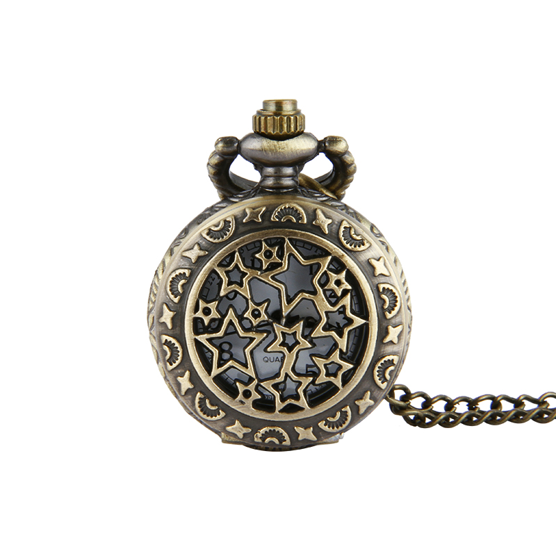 small Gypsophila pocket watch Women Men Pendant Necklace Watch Bronze Antique Vintage Quartz Steampunk Starry Pocket Watch