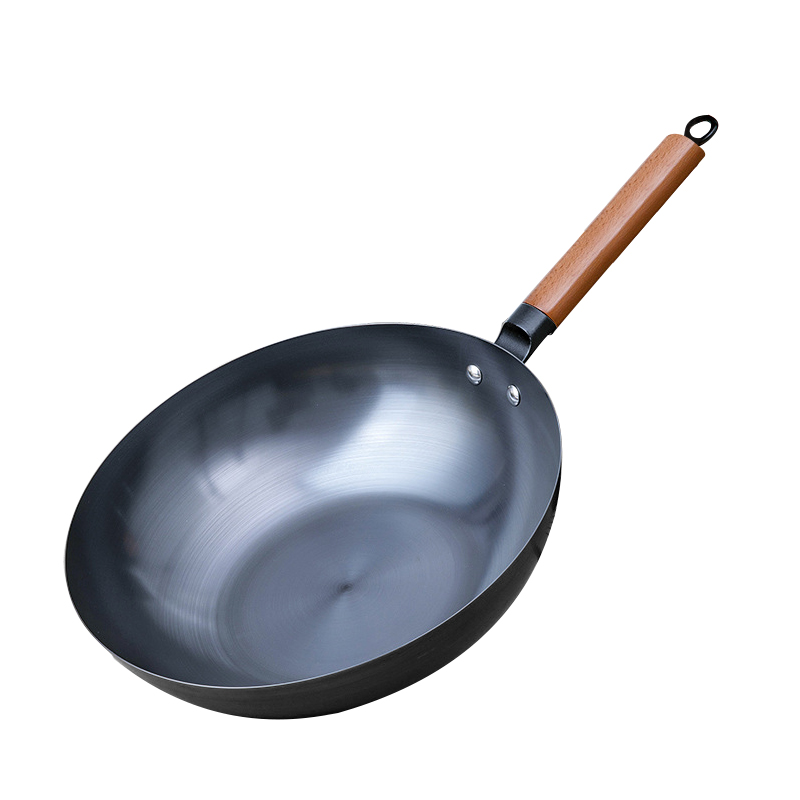 Preseasoned Cast Iron Wok 32cm Wok Electromagnetic Glass Cover Cast Iron Wok