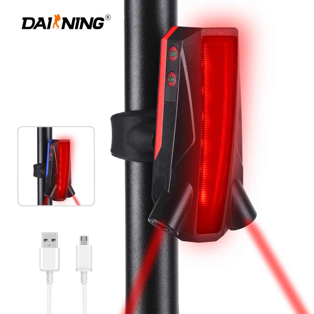 Светодиодный задний фонарь для велосипеда DAINING, зарядка через USB, мини-Аксессуары для велосипеда, портативный велосипедный фонарь