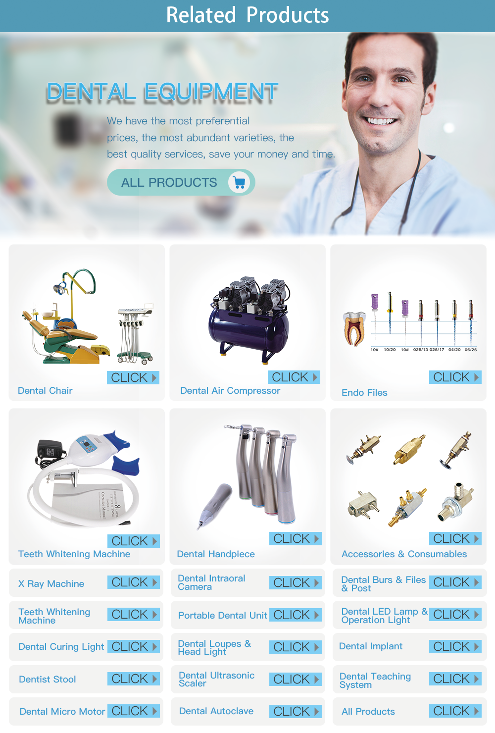 Foshan Medical Equipment Mini Dental Chair Portable Dental Unit with Air Compressor