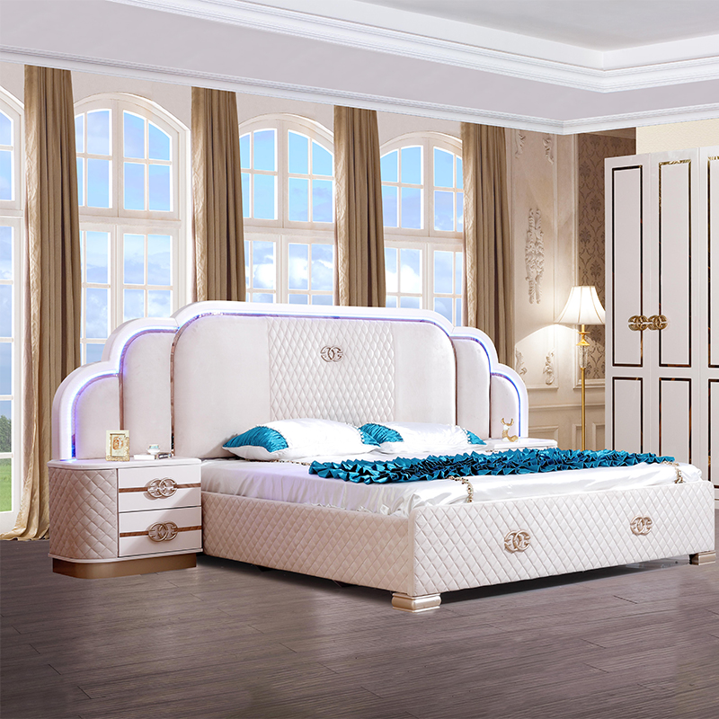 latest modern hotel bedroom furniture set king size bed set with sliding wardrobe and make up table 5 pieces set for home