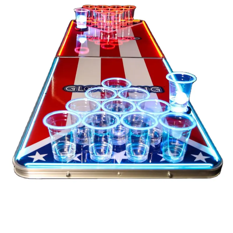 2023 Newest aluminium Led Portable Beer Pong Table Folding Outdoor Beer Table