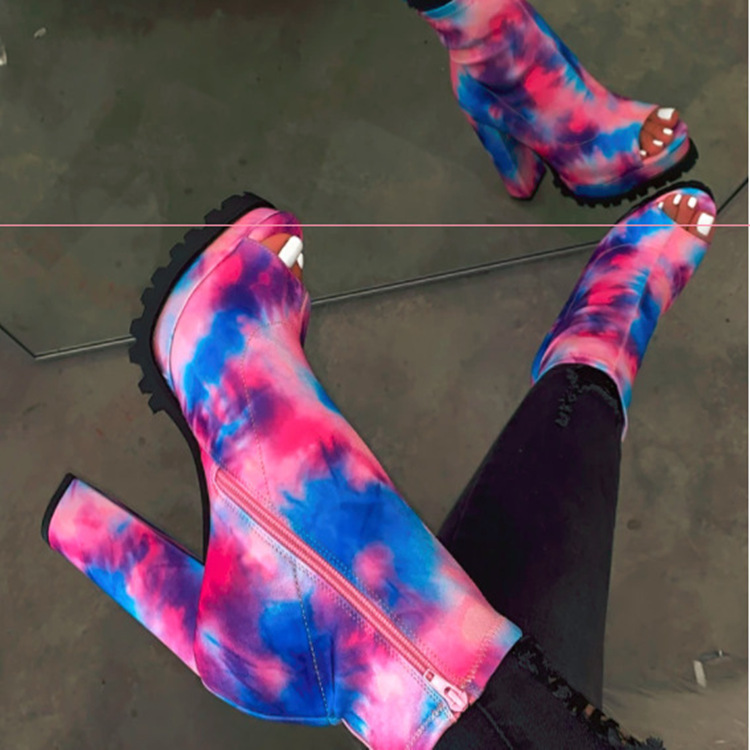 2020 autumn winter new style waterproof platform fish mouth boots black high heel platform boots for women