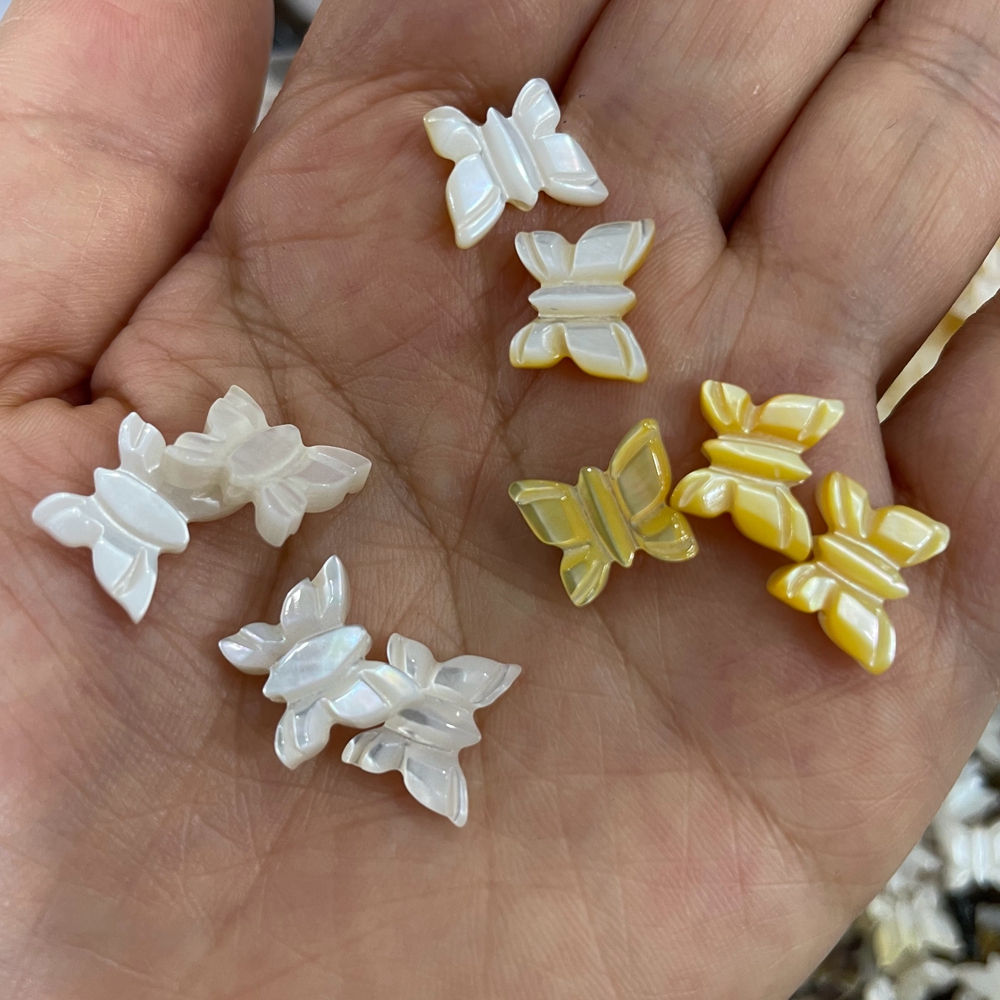 10mm DIY Jewelry Making White Yellow Black Pink Natural Mother Of Pearl Shell Bead Butterfly Loose Beads For Jewelry Making