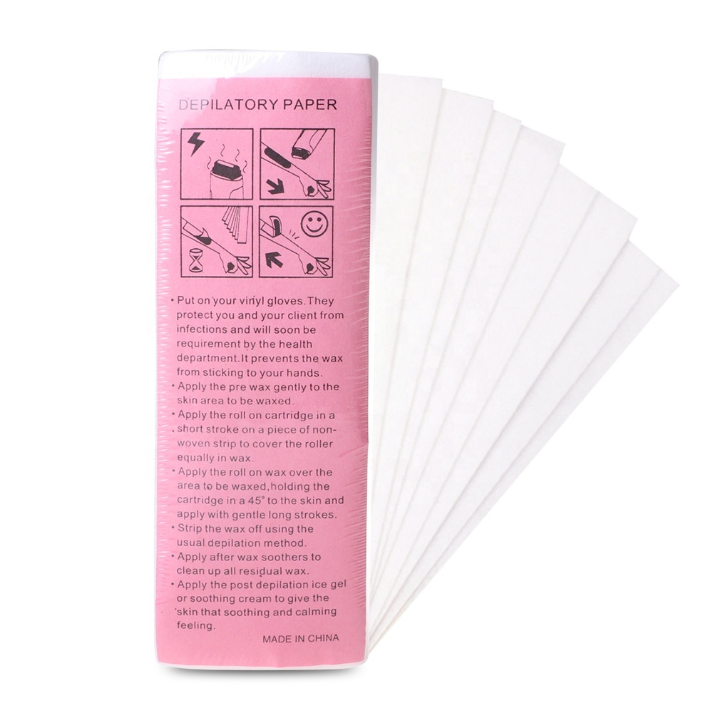 custom logo wax paper Hair removal bees wax non-woven disposable hair removal cloth thickened white auxiliary 100pcs wax paper