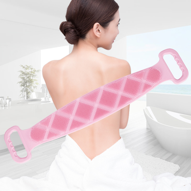Silicone Body Scrubber Bath Shower Towel Back Cleaning Shower Strap Silicone Body Brush