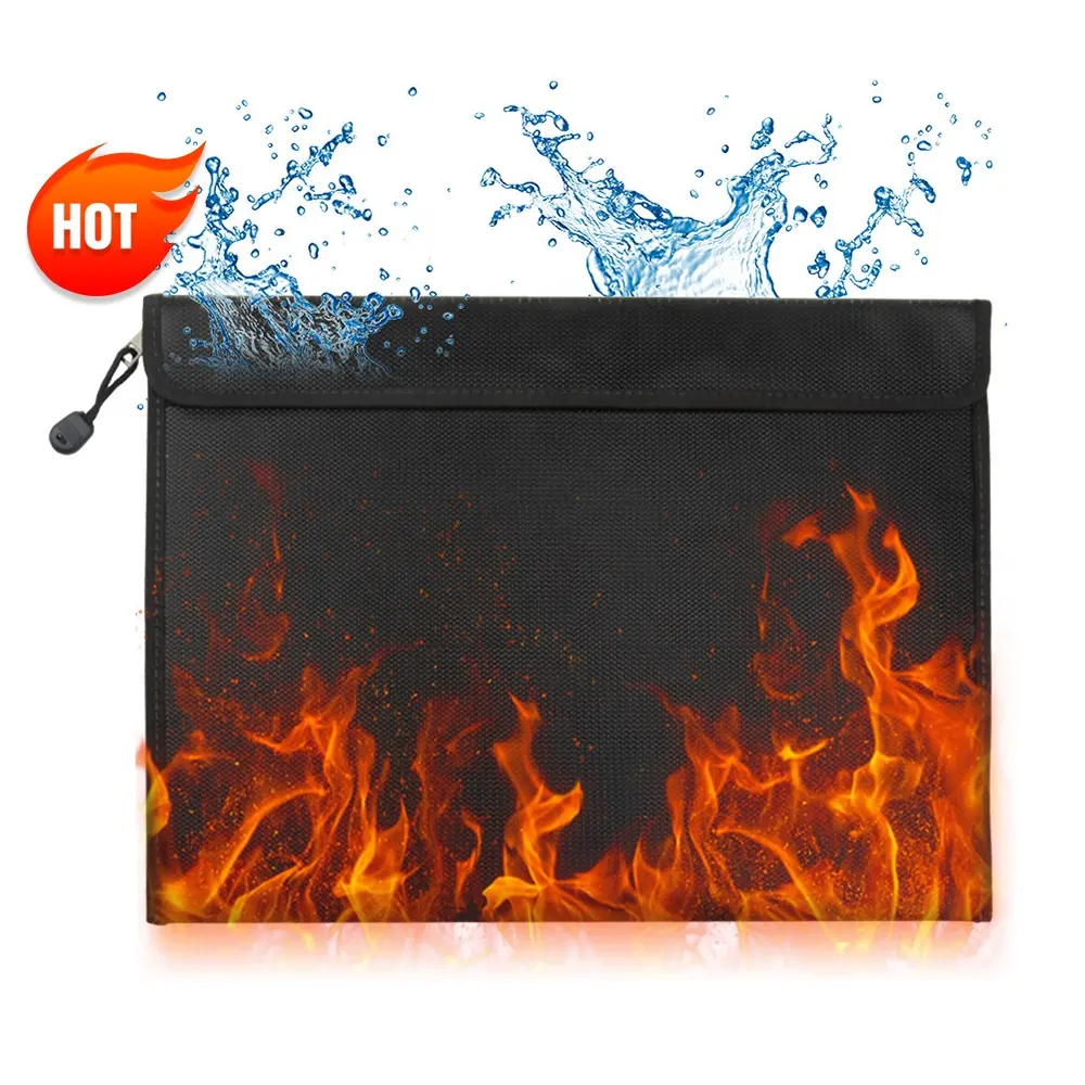 Best Silicone 15"x11" Large Safe Travel Zipper File Organizer Waterproof Fireproof Document Bag for Jewelry/Lipo/Money