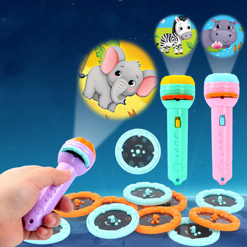 Baby Sleeping Story Book Flashlight Projector Torch Lamp Toys Early Education Kid Toy Holiday Birthday Xmas Gift Light Up Toy