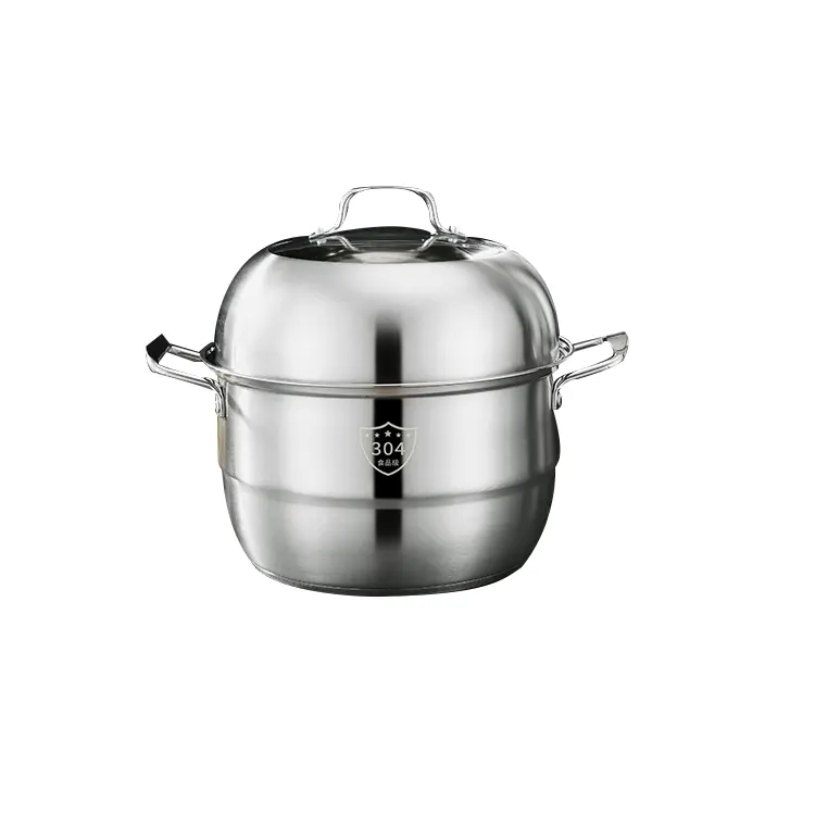 Three-layer Thick Steamer 304 Stainless Steel Double-layer Steamer Large Household For Soup & Stock Pots