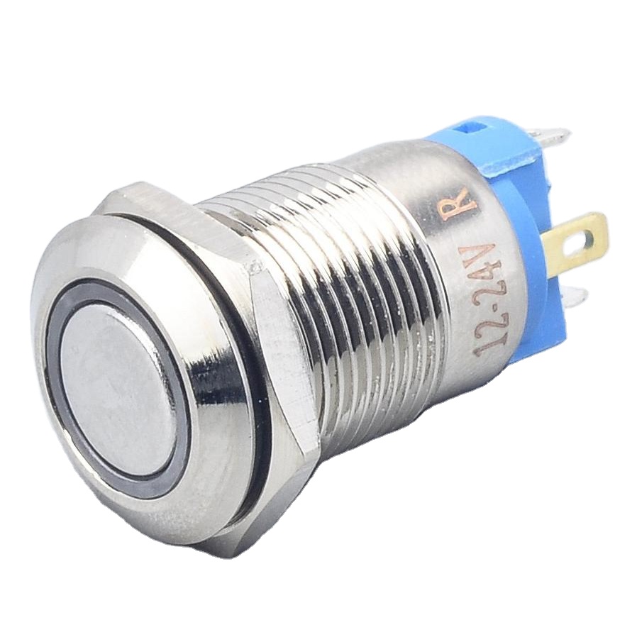 New product sale Waterproof 12mm 36VDC LED ring Illuminated pin connection Car Switch momentary Metal Push Button