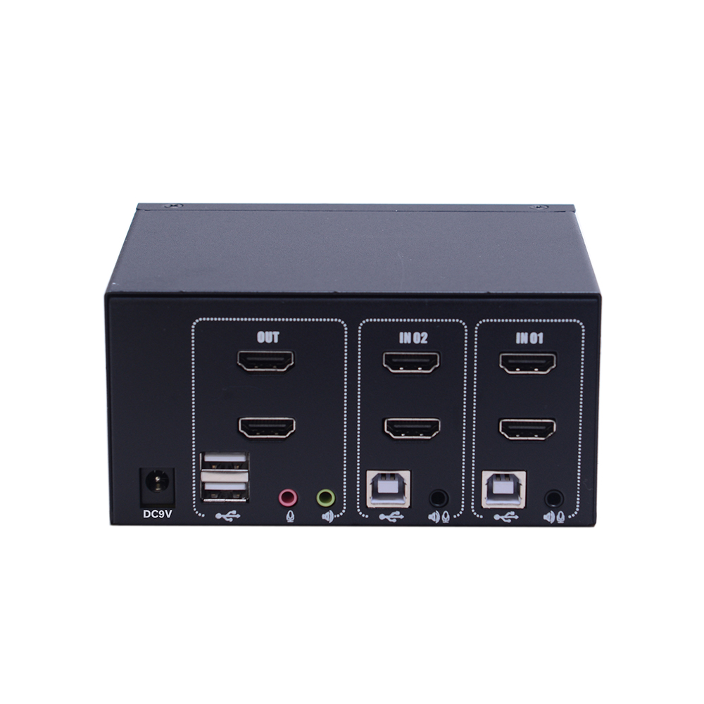 2 в 1 выход 4K @ 30 Гц разрешение 2 порта USB двойной дисплей 2,0 HDMI KVM переключатель с аудио