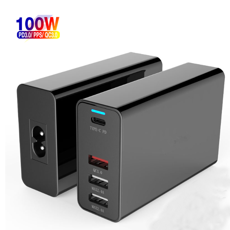 CE FCC RoHS ETL горячее PD Q0C3.0 4 порта зарядное устройство USB C Быстрая Зарядка Тип C зарядное устройство US EU UK KS Pin GaN адаптер 100 Вт GaN зарядное устройство