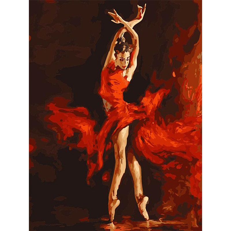 Promotional Customized Home decoration DIY Canvas painting Fire Dancer picture by numbers diy paint by numbers kits for adults