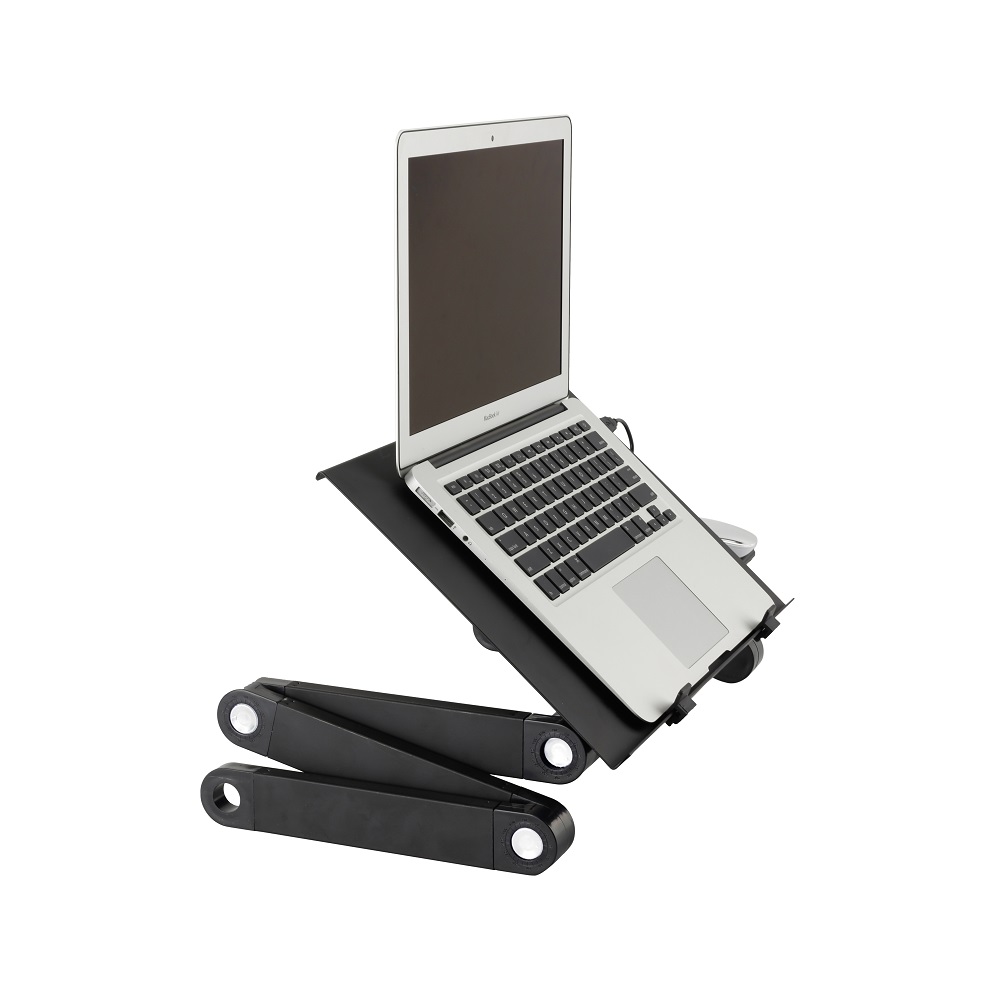 Portable Foldable Invisible Adjustable Plastic Aluminium Notebook Laptop Stand Riser for Desk Bed with Mouse Pad