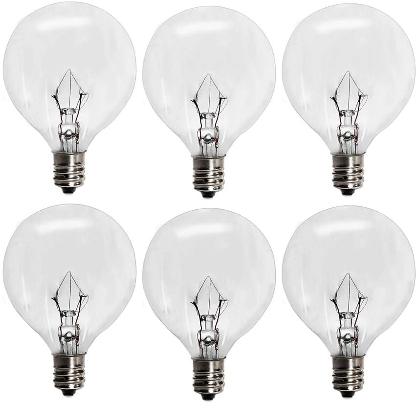 Wax Warmer Light Bulb  Globe E12 Incandescent Bulbs  G50 25 Watt Bulb Incandescent for Full Size Warmers