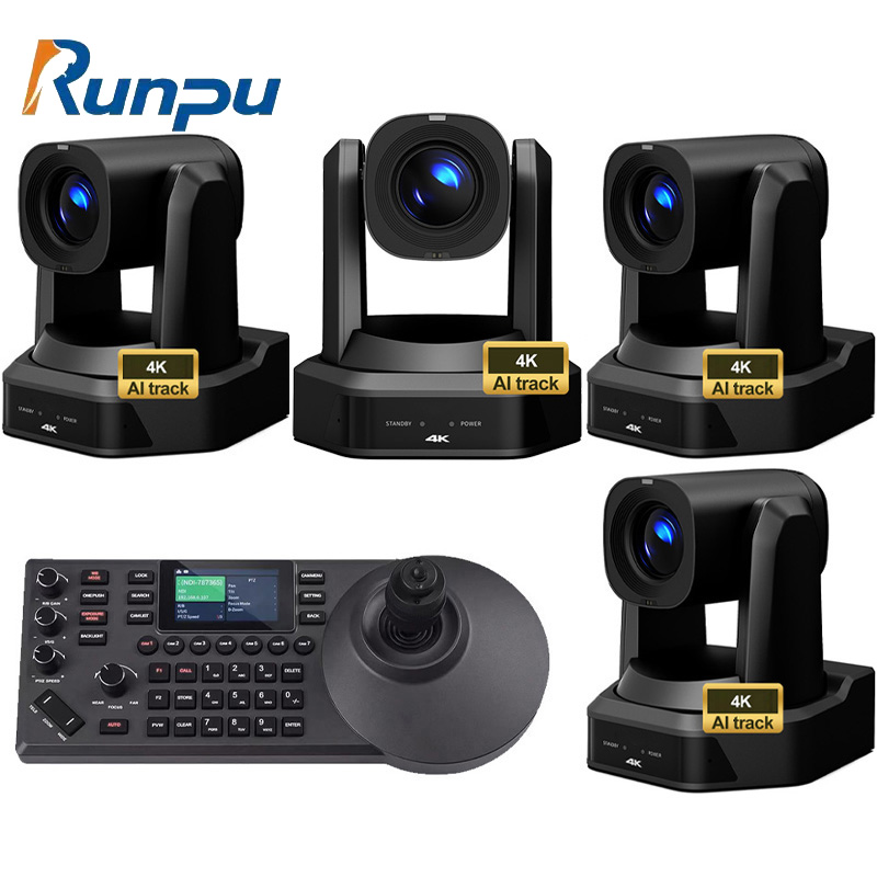 USD2099 Free Ship Broadcast Kit HD66K-30=4 pcs SDI 4K 30X PTZ Conference Camera hd mi lan usb poe AI track+a pcs IP controller