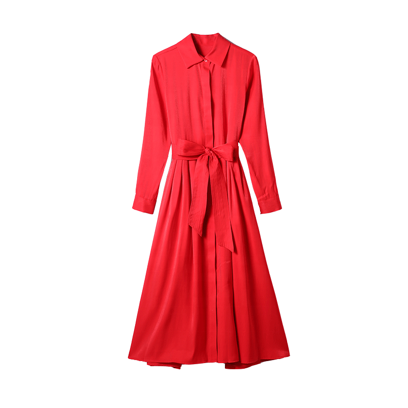 official lady's style clothing elegant lace-up waist-tight temperament slimming polo shirt collar long sleeve women dress