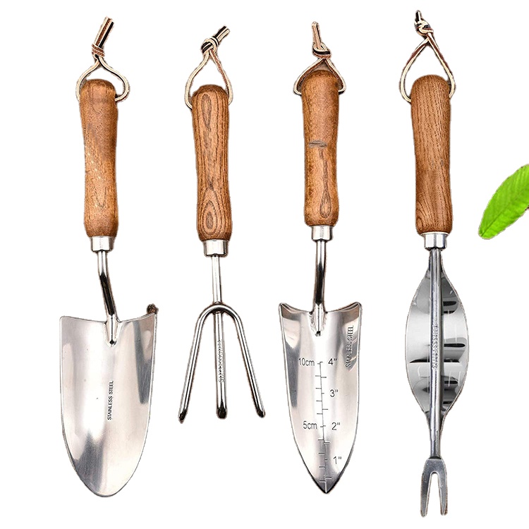 Portable Multifunctional Household Gardening Tool Planting Wooden Handle Mini Customized Garden Rake Tool Set