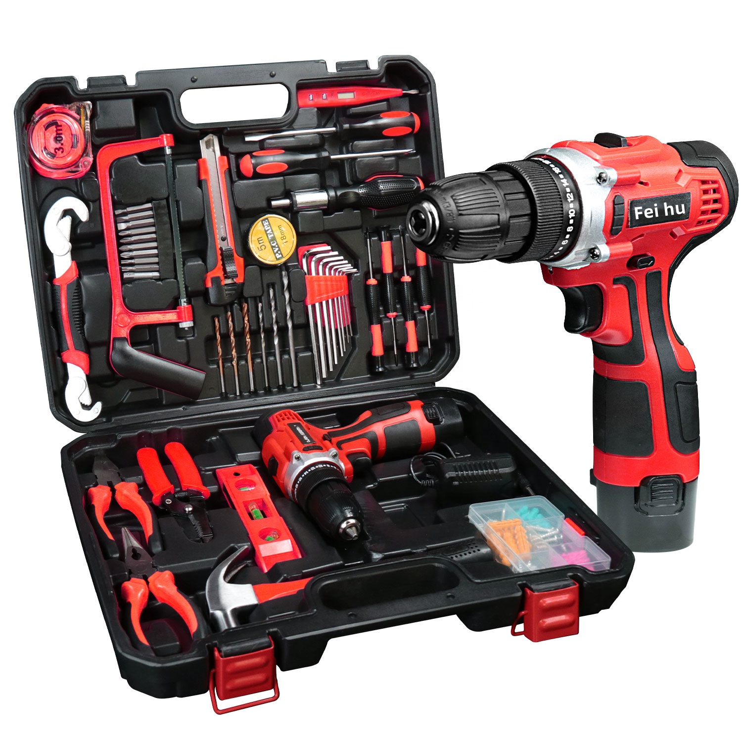 OEM Hot Sale Power Drills Set 2 Speed Multi Function Electric Drill Brush Motor Lithium Battery Cordless Drill Set Customization