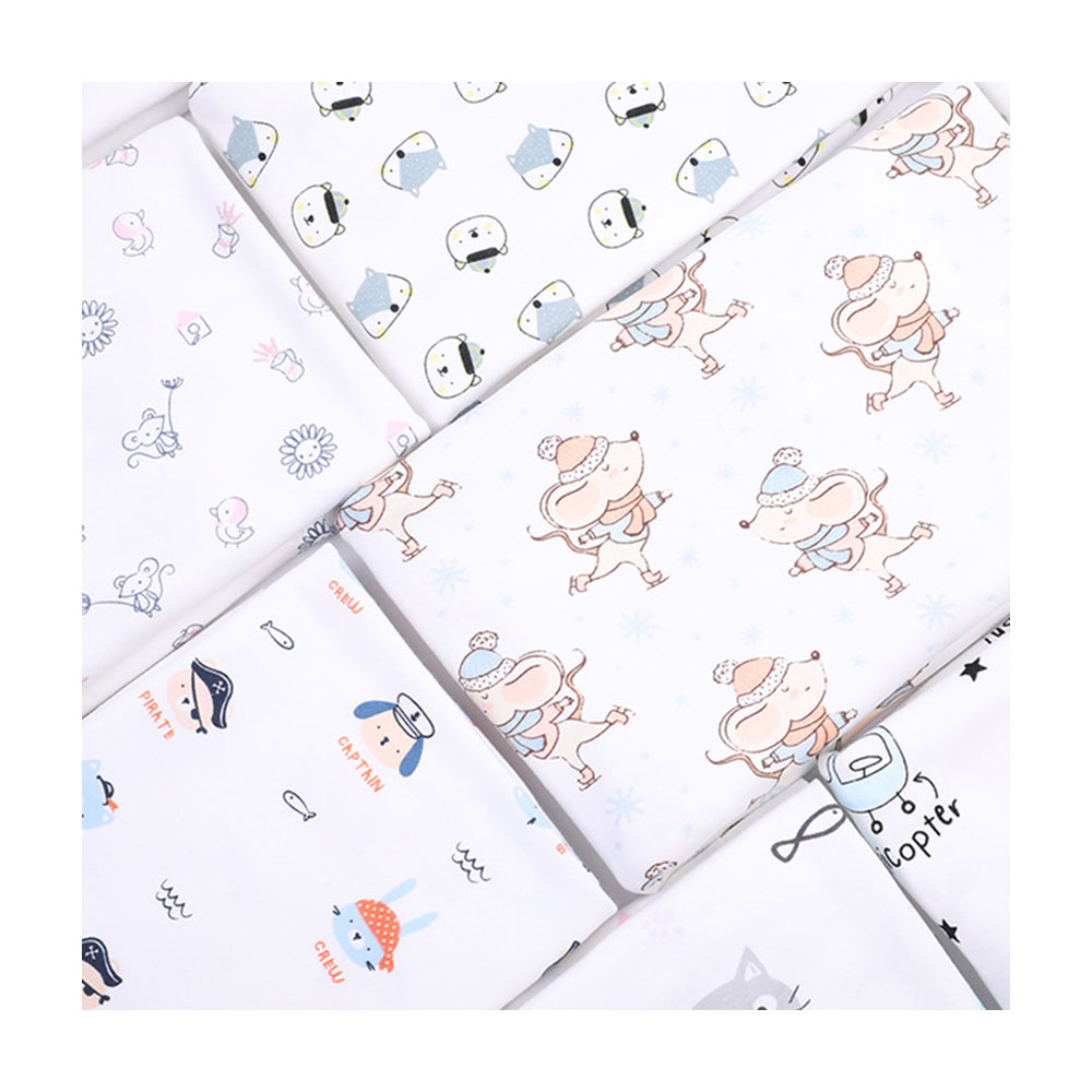 100% Cotton fabric digital printed with animal and cartoon pattern for sleepwear and babywear
