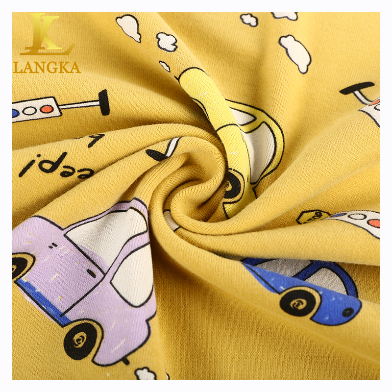 Langka print knitting fabric for kids pajamas sleepwear customized spandex stretch casual dresses fabric