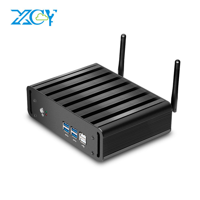 XCY Intel Pentium 4405U 4415U мини-ПК без вентилятора Linux 6xusb VGA Wi-Fi Gigabit Ethernet HTPC офиса Micro компьютер