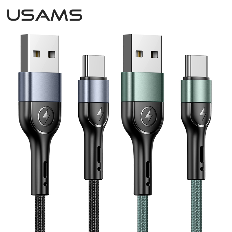 USAMS wholesale factory price U55 Alloy Braided Data and Charging USB Charger 30pcs/1set Data Cable for iphone 13 android