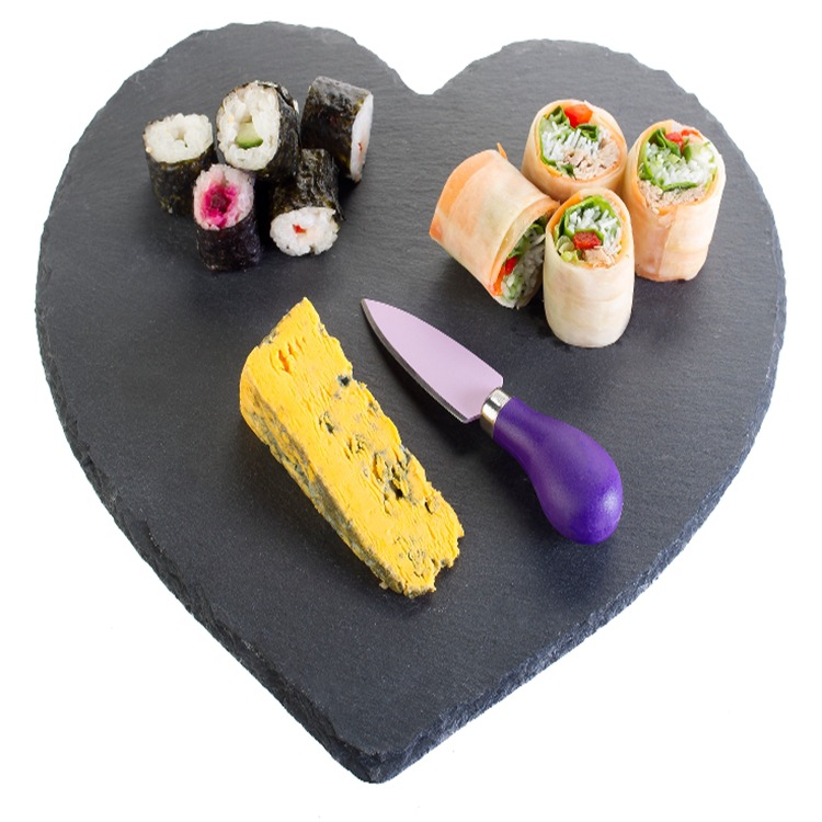 The Promotional Natural Stone Black Heart Shaped Slate Coasters Cup Mat