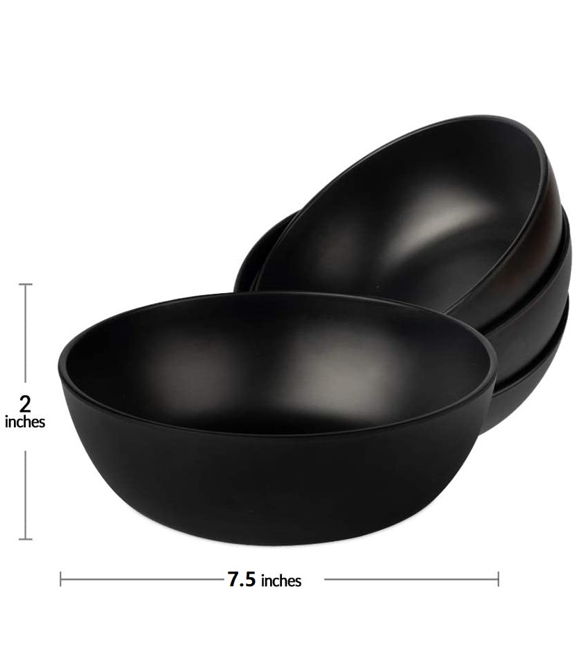 7.5 inch Unbreakable Cereal Matte Black Soup Noodle Cereal Bowls Dishwasher safe Bowl for Restaurant Salad Ice Cream Oatmeal