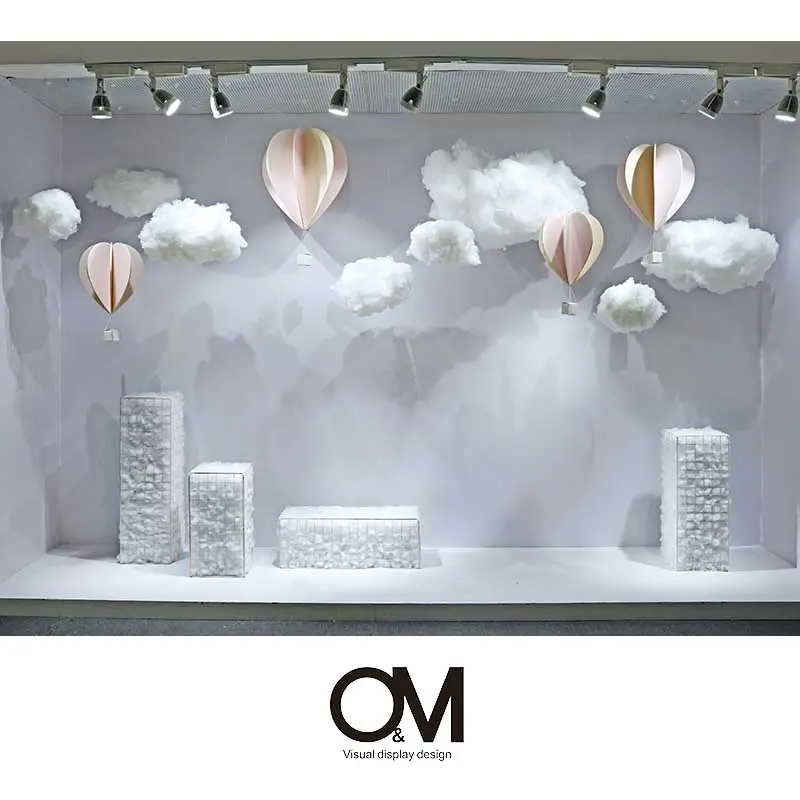 O M Display Design Cotton Cloud Decoration Store Window Display Decoration Window Display Props