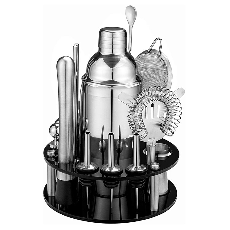 Amazon Bar Tool Cocktail Shaker Set 18/8 Stainless Steel Bartender Kit with Rotating Stand
